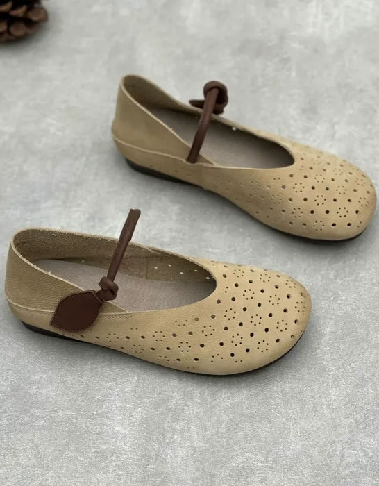 Handmade Hollow Round Toe Soft Sole Retro Flat Shoes for Women June Shoes Collection 2026 85.00