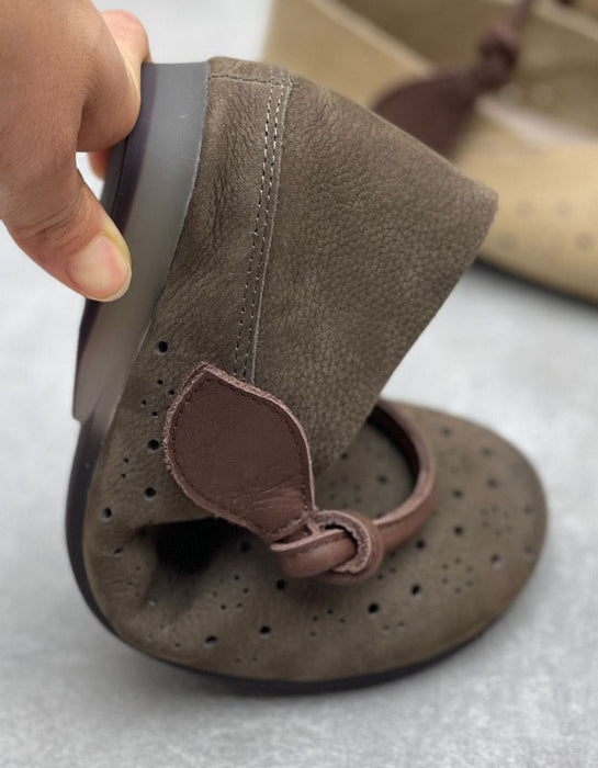 Handmade Hollow Round Toe Soft Sole Retro Flat Shoes for Women June Shoes Collection 2026 85.00