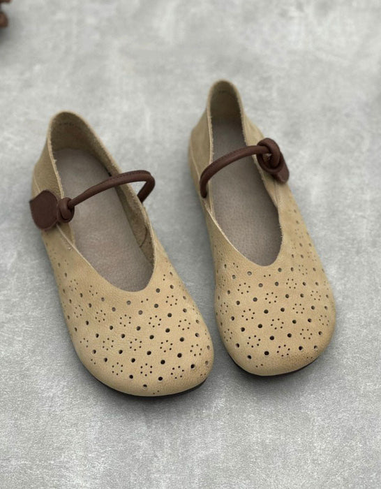 Handmade Hollow Round Toe Soft Sole Retro Flat Shoes for Women June Shoes Collection 2026 85.00