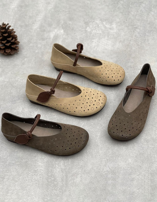 Handmade Hollow Round Toe Soft Sole Retro Flat Shoes for Women June Shoes Collection 2026 85.00