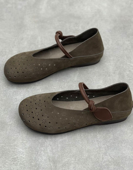 Handmade Hollow Round Toe Soft Sole Retro Flat Shoes for Women June Shoes Collection 2026 85.00