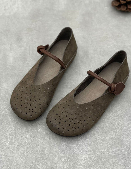 Handmade Hollow Round Toe Soft Sole Retro Flat Shoes for Women June Shoes Collection 2026 85.00