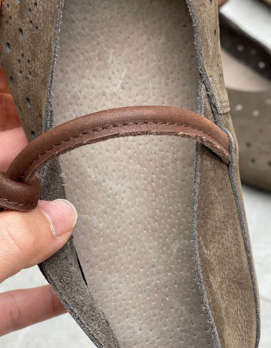 Handmade Hollow Round Toe Soft Sole Retro Flat Shoes for Women June Shoes Collection 2026 85.00
