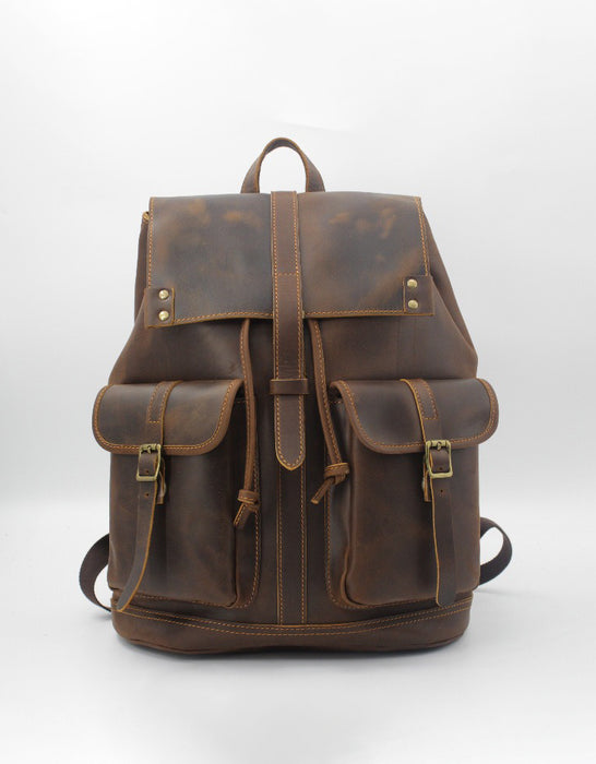 Handmade Large Capacity Leather Backpack for Men