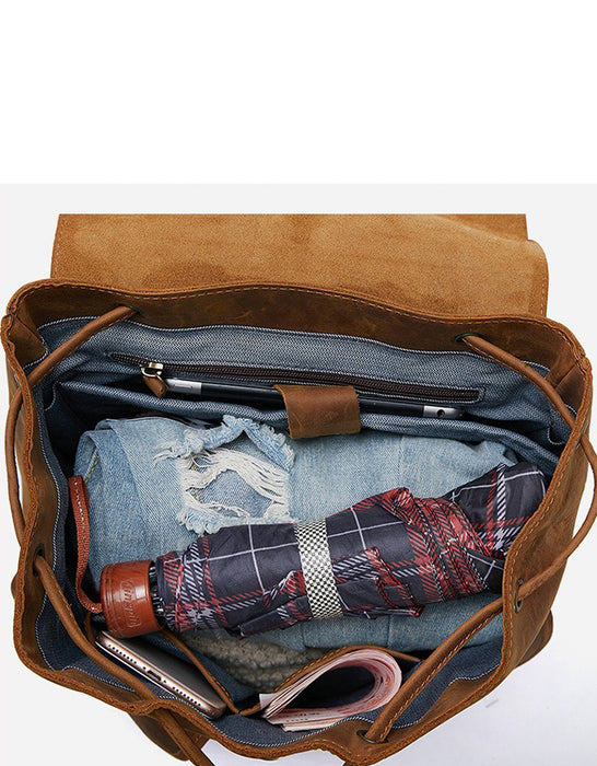 Handmade Large Capacity Leather Backpack for Men