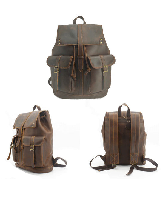 Handmade Large Capacity Leather Backpack for Men