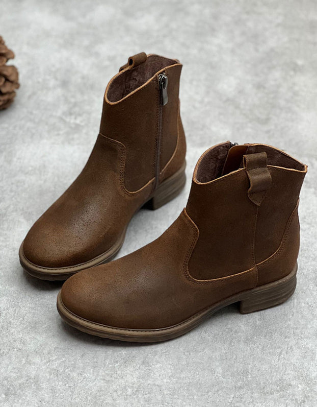 Pionted Toe Zipper Chelsea Handmade Slim Fit Dress Wedge Suede Boots