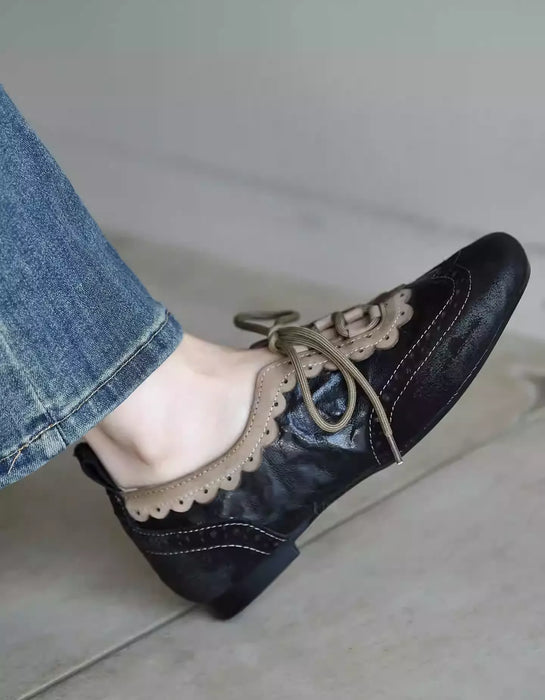 Handmade Leather Match Brogue Style Oxford Shoes Black