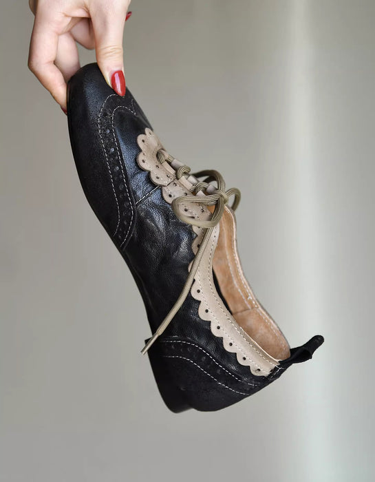 Handmade Leather Match Brogue Style Oxford Shoes Black