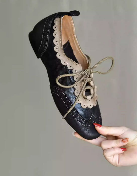 Handmade Leather Match Brogue Style Oxford Shoes Black