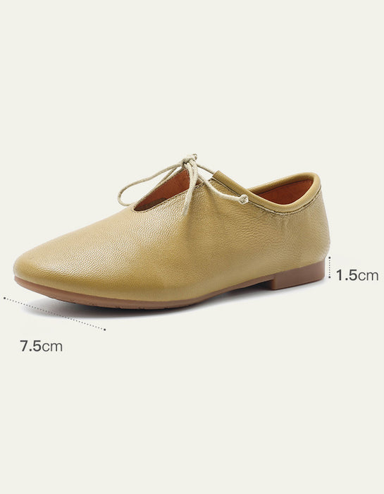 Handmade Leather Pointed Toe Retro Flat Shoes