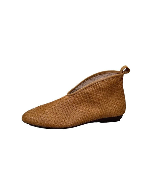 Handmade Leather Woven Pointed Toe Ankle Boots June Shoes Collection 2026 98.00