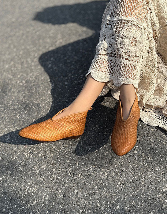 Handmade Leather Woven Pointed Toe Ankle Boots Obiono June Shoes Collection 2026 98.00