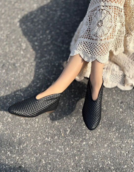 Handmade Leather Woven Pointed Toe Ankle Boots Obiono June Shoes Collection 2026 98.00