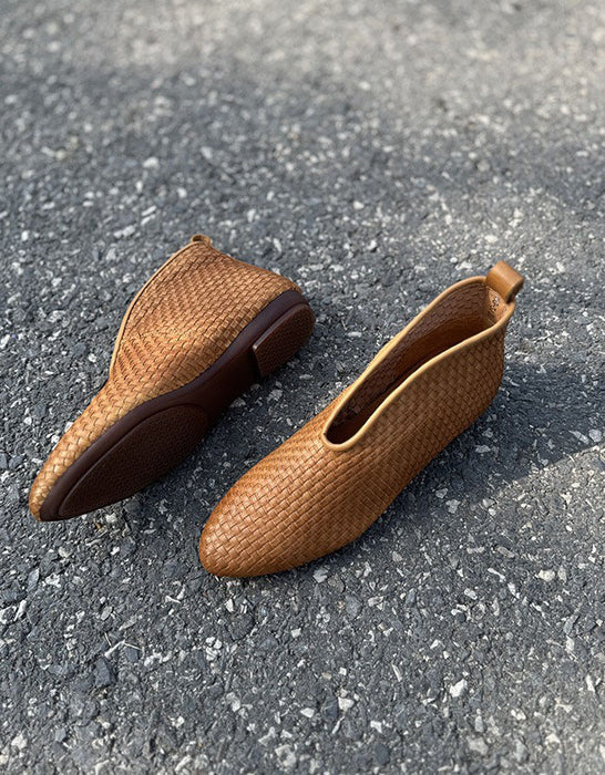 Handmade Leather Woven Pointed Toe Ankle Boots Obiono June Shoes Collection 2026 98.00