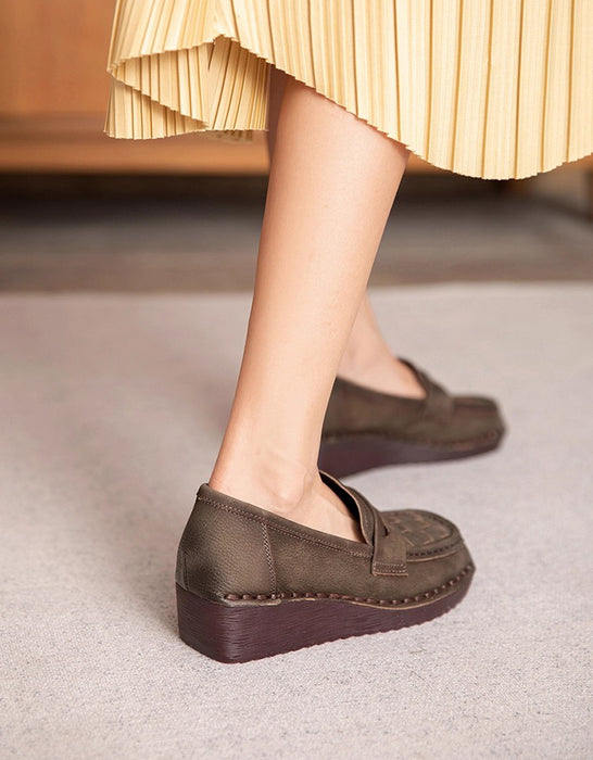 Handmade Leather Woven Soft Sole Loafers