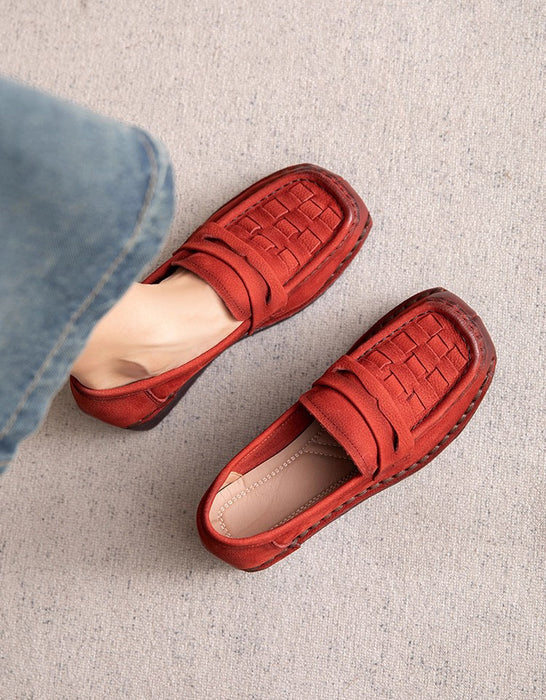 Handmade Leather Woven Soft Sole Loafers