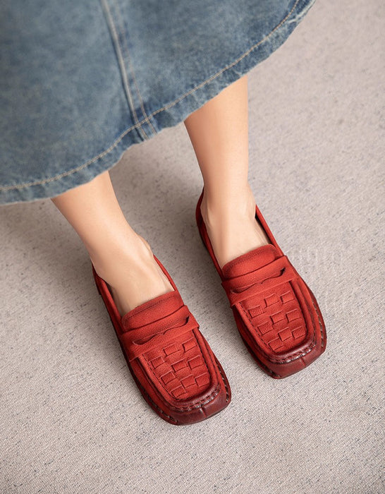 Handmade Leather Woven Soft Sole Loafers