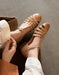 Handmade Leather Woven T-strap Close Toe Sandals May Shoes Collection 2026 96.00