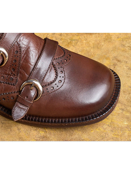 Handmade Monk Strap Brogue Style Oxford Shoes