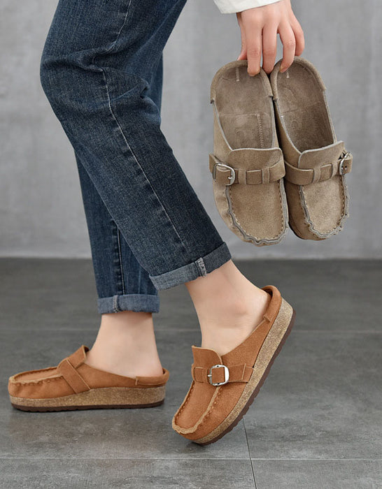 Chaussures plates confortables à bride arrière rétro pour femmes 