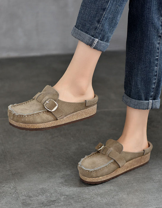 Chaussures plates confortables à bride arrière rétro pour femmes 