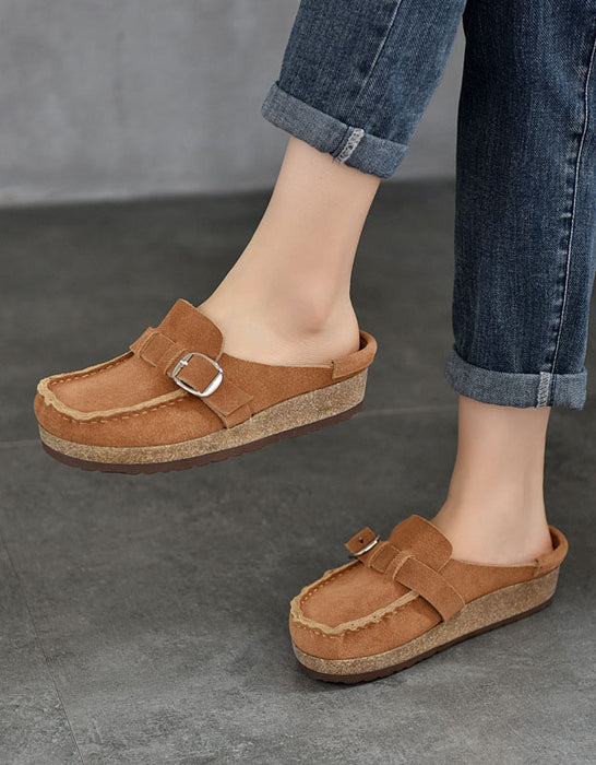 Chaussures plates confortables à bride arrière rétro pour femmes 