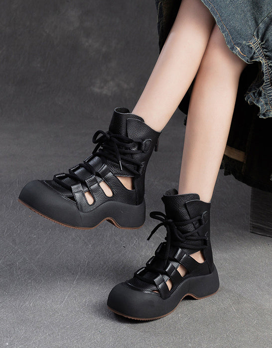 Handmade Retro Comfortable Lace-up Sandals Boots