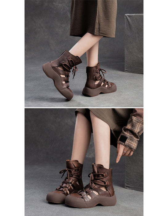Handmade Retro Comfortable Lace-up Sandals Boots