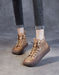 Handmade Retro Square Toe Hollow Ankle Boots May Shoes Collection 2023 82.00