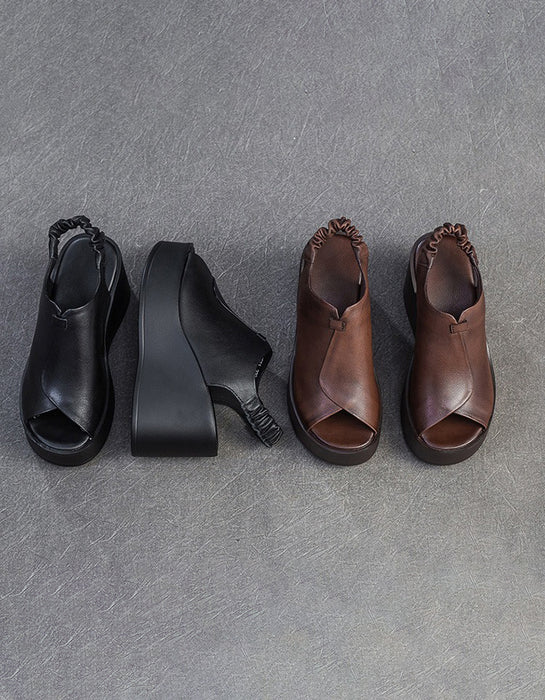 Handmade Retro Summer Black Wedge Slippers Slingback March Shoe Collection 2026 98.00