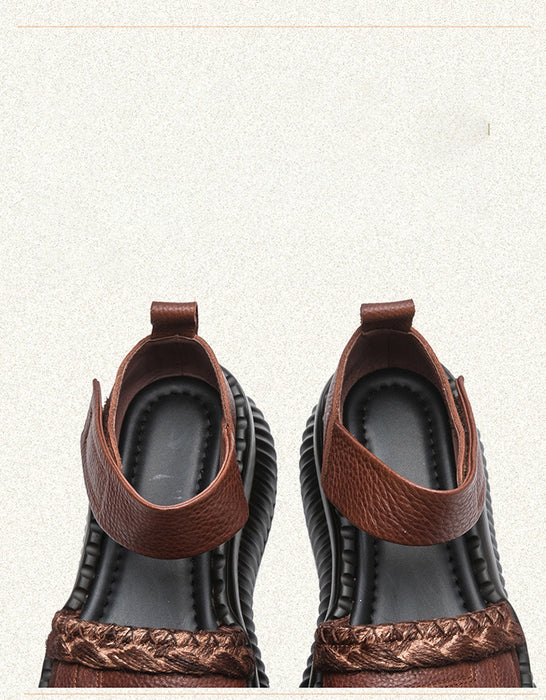 Handmade Retro Wide Toe Box Platform Sandals
