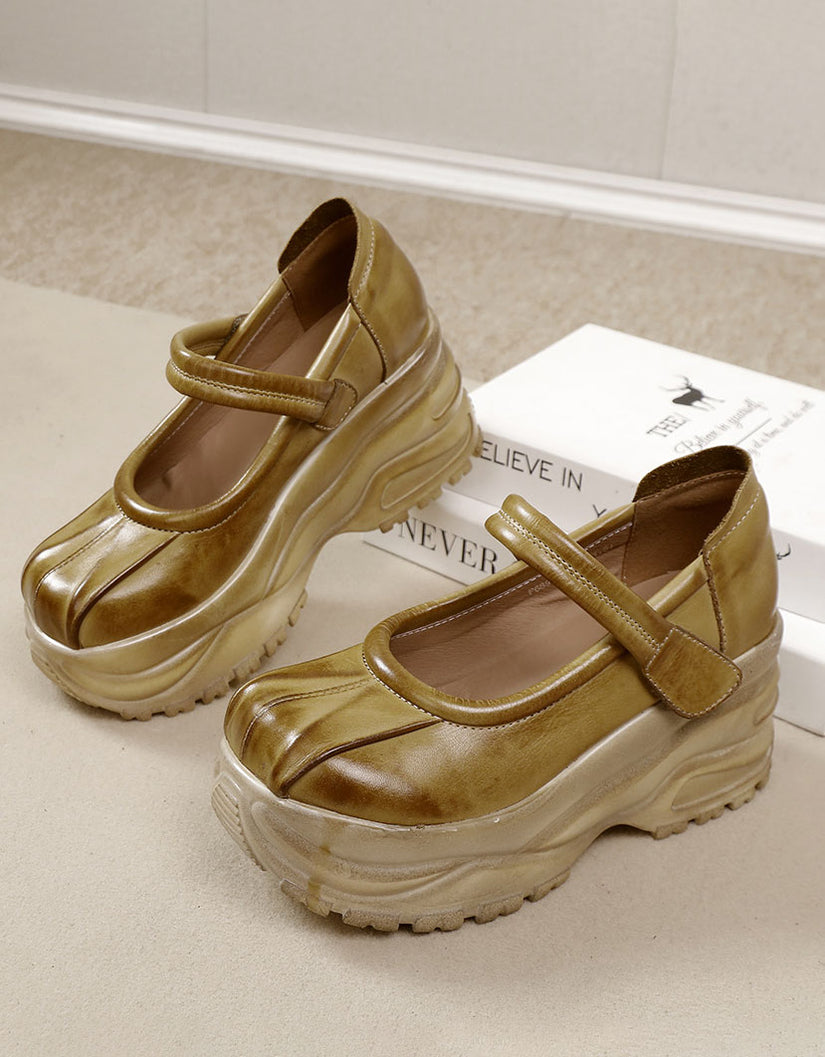 Handmade Retro Wide Toe Box Platform Sandals — Obiono