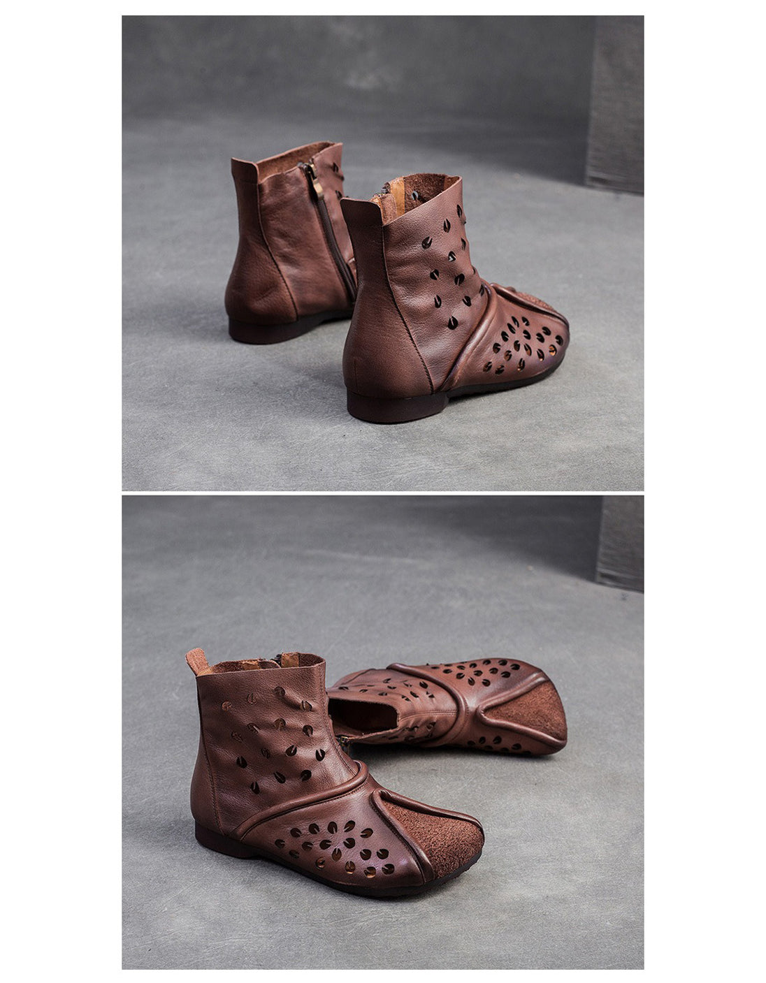 Handmade Soft Leather Hollow Wide Toe Box Boots — Obiono