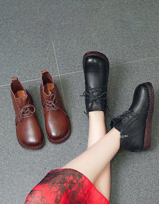 Chaussures d'hiver rétro en cuir pour femmes | Chaussures cadeaux