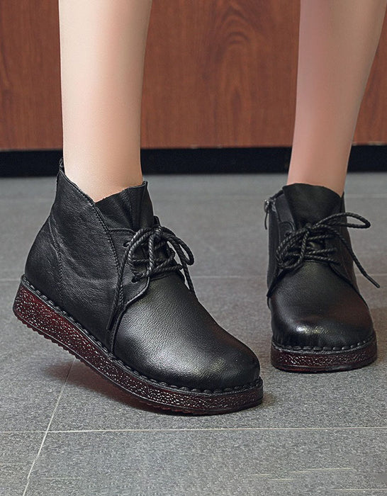 Chaussures d'hiver rétro en cuir pour femmes | Chaussures cadeaux