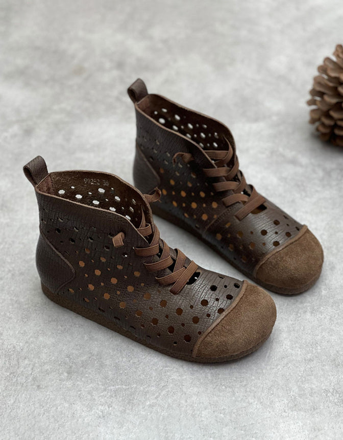 Handmade Soft Sole Hollow Summer Boots — Obiono