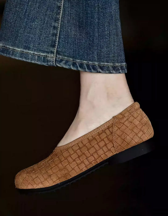Handmade Soft Sole Leather Woven Suede Flat Shoes April Shoes Collection 2026 92.00