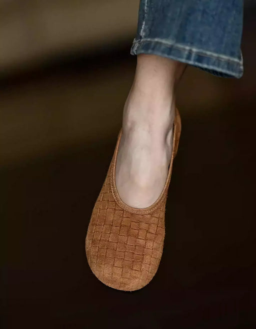 Handmade Soft Sole Leather Woven Suede Flat Shoes April Shoes Collection 2026 92.00
