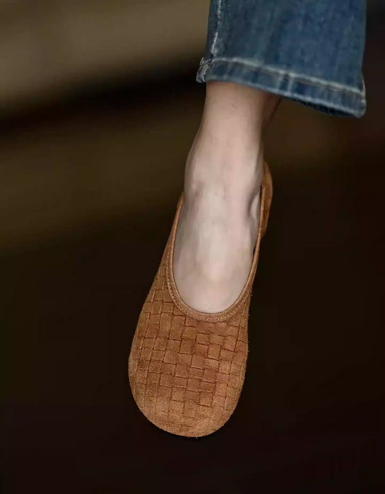 Handmade Soft Sole Leather Woven Suede Flat Shoes April Shoes Collection 2026 92.00