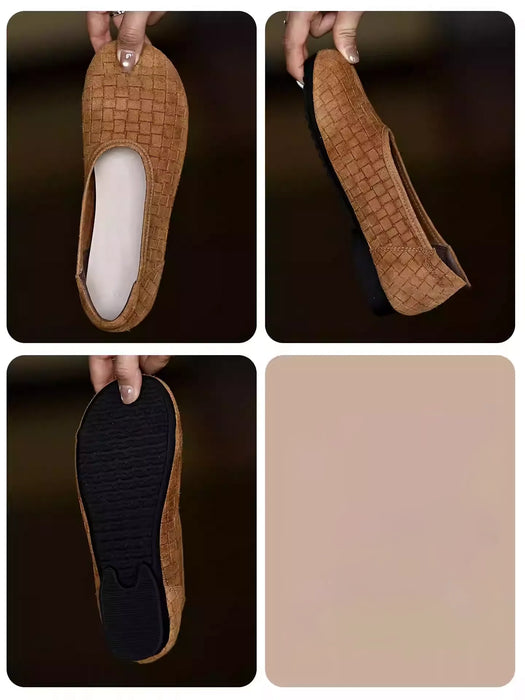 Handmade Soft Sole Leather Woven Suede Flat Shoes April Shoes Collection 2026 92.00