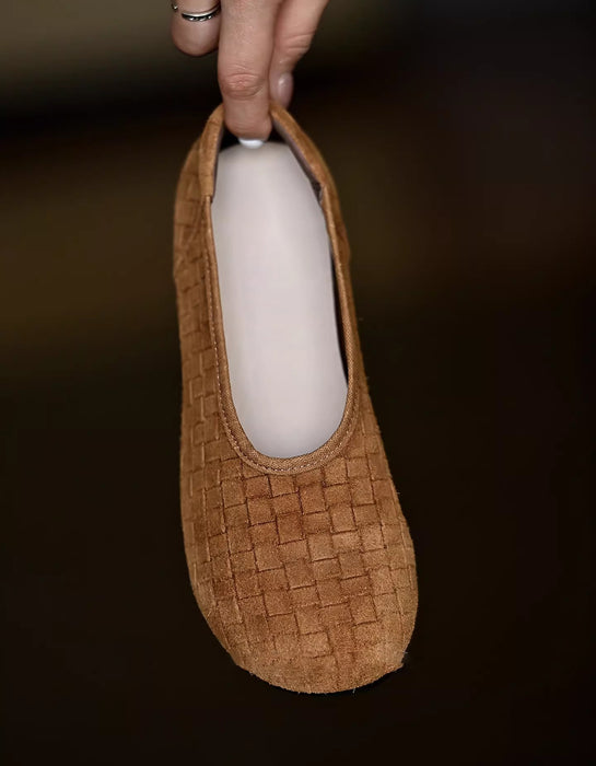 Handmade Soft Sole Leather Woven Suede Flat Shoes April Shoes Collection 2026 92.00