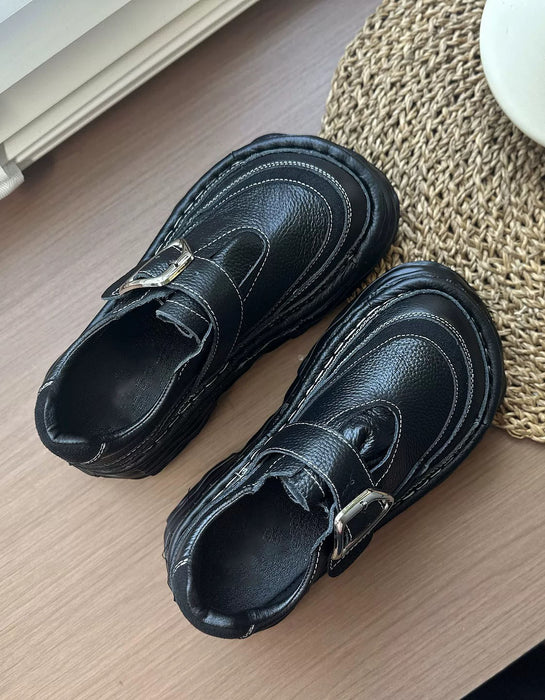 Handmade Soft Soles Single Strap Chunky Wide Toe Box Platform Shoes Black, Sep Shoes Collection 2026, 80.77