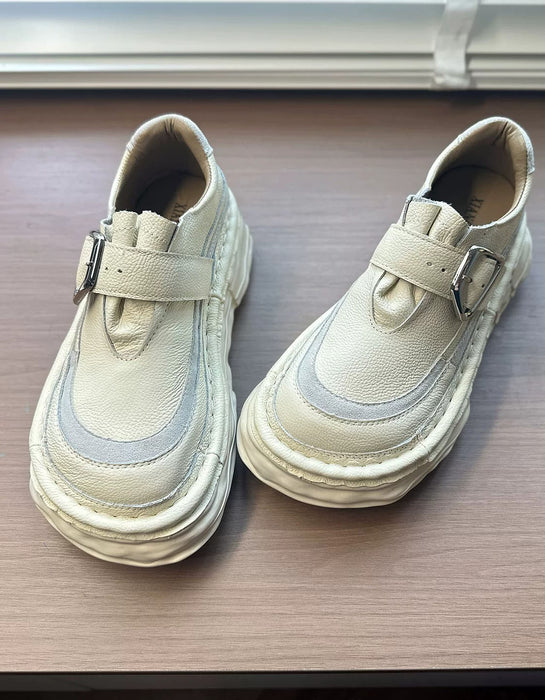 Handmade Soft Soles Single Strap Chunky Wide Toe Box Platform Shoes Beige, Sep Shoes Collection 2026, 80.77