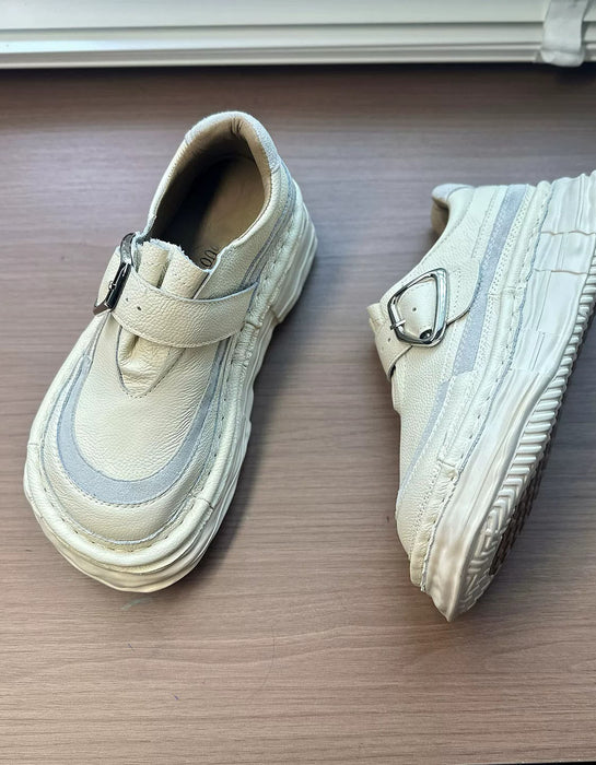 Handmade Soft Soles Single Strap Chunky Wide Toe Box Platform Shoes Beige, Sep Shoes Collection 2026, 80.77