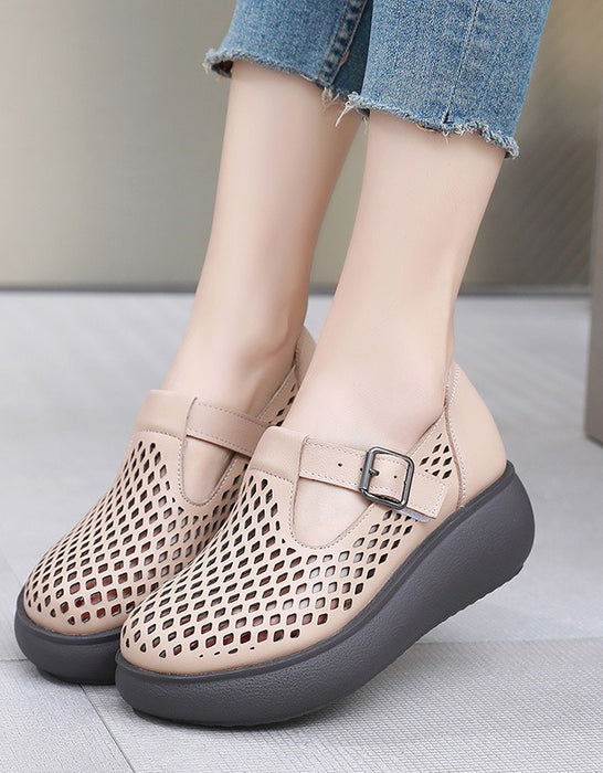 Handmade Summer Hollow T-strap Wedge Sandals Obiono May Shoes Collection 2026 80.50