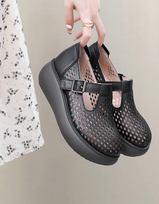 Handmade Summer Hollow T-strap Wedge Sandals Obiono May Shoes Collection 2026 80.50