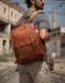 Handmade Tanned Large Capacity Leather Backpack for Men