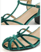Handmade Velvet T-strap Vintage Chunky Heels Sandals Green July Shoes Collection 2026 95.00