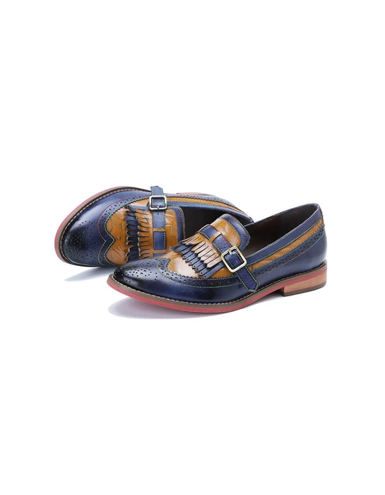 Handmade Vintage Brogue Style Two-tone Tassel Loafers